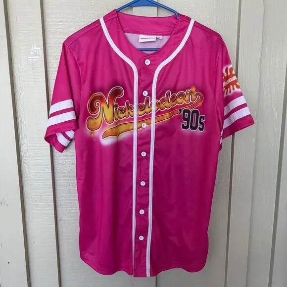 Nickelodeon Cartoon Baseball Jersey Women’s small Hot Pink 90’s - Picture 1 of 6